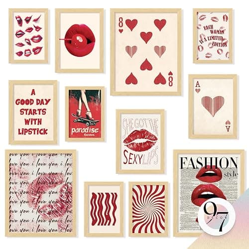 97 Decor Vintage Downtown Girl Room Decor - Y2k Posters For Room Aesthetic Pictures, Cute Y2k Room Decor 2000s Prints, Retro Red Wall Art For Teen Girls College Dorm Bedroom Decorations (Unframed) - Image 1