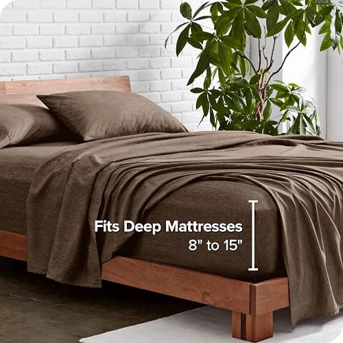 Bare Home Queen Sheet Set - Luxury 1800 Ultra-Soft Microfiber Double Brushed - Deep Pockets - Easy Fit - 4 Piece Set - Bedding Sheets & Pillowcases (Queen, Heathered Taupe) thumbnail 4