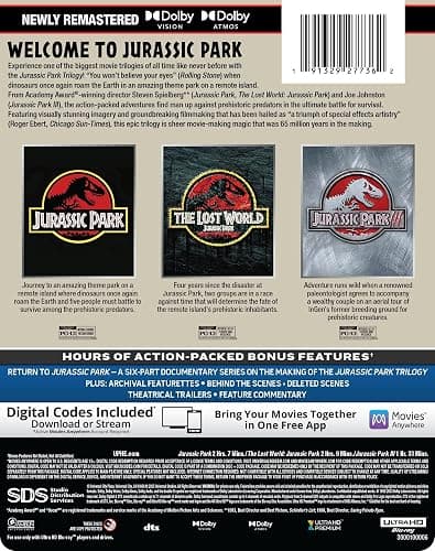 Jurassic Park Trilogy (Jurassic Park / The Lost World: Jurassic Park / Jurassic Park III) - Limited Edition Steelbook 4K Ultra HD + Digital thumbnail 4