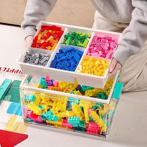 Vtopmart 24 QT Clear Plastic Craft Organizers and Storage Box with Removable Trays and Dividers,Art Supply Organizers and Storage,Ideal Containers for coloring Books,Toys,Craft Supplies,1 Pack thumbnail 2