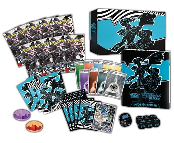 Pokémon-Sammelkartenspiel: Top-Trainer-Box Karmesin & Purpur – Schwarze Blitze: Zekrom (1 Vollbild-Promokarte mit Voltolos, 9 Boosterpacks & Premium-Zubehör) thumbnail 8