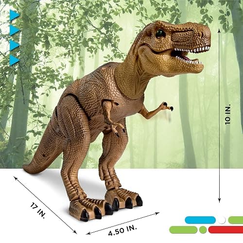 Discovery™ Remote Control T-Rex Dinosaur – Realistic Jurassic RC Action Figure with Walking Legs, Roaring Sounds, Chomping Mouth| Dinosaur Toys for Kids| Boys Toys RC Car Gift| Fun Dino for Ages 6+ thumbnail 2