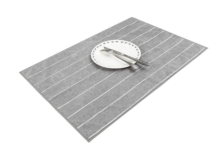 Microfiber Kitchen Towels - Super Absorbent, Soft and Solid Color Dish Towels, 8 Pack (Stripe Designed Grey and White Colors), 26 x 18 Inch - Grey thumbnail 6