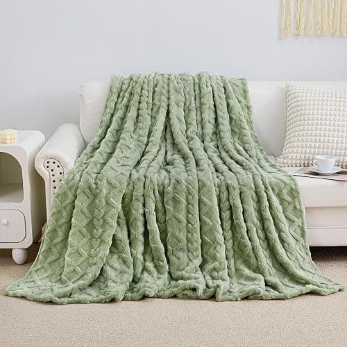 Aganear Flannel Throw Blanket - Cozy Soft Lightweight Fuzzy Blanket for Women Portable Throw Blankets for Couch, Warm Present for Birthday, Christmas, Halloween, Housewarming(50"x60", Sage Green) thumbnail 5