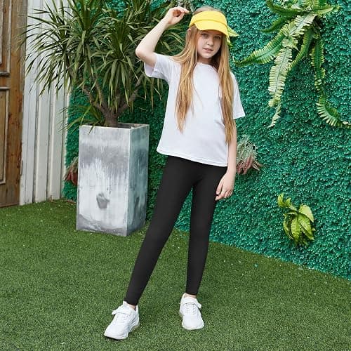 BOOPH Girls Leggings Full Length Stretchy Pants Cotton Kids Footless 2-14 Years thumbnail 2