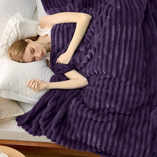 Bedsure GentleSoft Purple Fleece Blanket for Couch - Cozy Soft Blankets for Women, Cute Small Throws for Girls, 90x90 Inches thumbnail 6