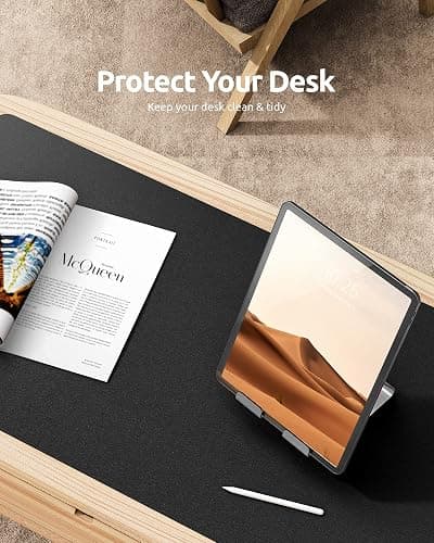 YSAGi Leather Desk Protector, Office Mat, Large Mouse Mat, Non-Slip PU Leather Blotter, Laptop Desk Mat, Waterproof Writing Pad for Office and Home (Black, 31.5" x 15.8") thumbnail 7