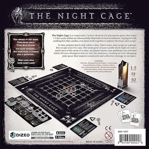 The Night Cage by Smirk and Dagger, a Spooky Cooperative Strategy Game, 1-5 Players Lost in a Dark Maze with only a Candle, Fun Horror Themed Tile Laying and Perfect for Game Night, Adults, Teens 14+ thumbnail 4