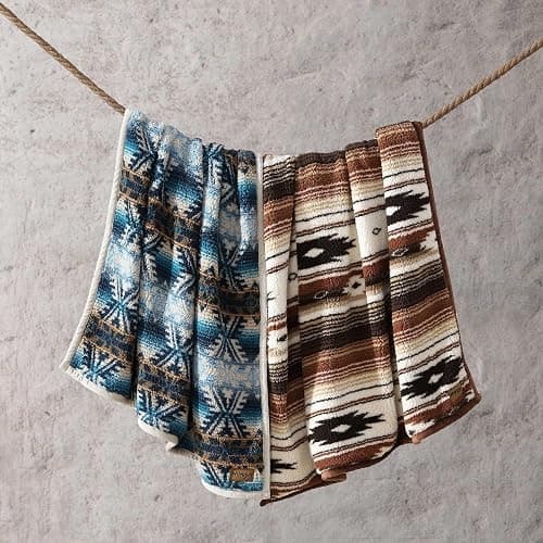 Wrangler - Blanket, Super Soft Sherpa Bedding with Corduroy Reverse, Yellowstone Inspired Throw Blanket for Couch or Bed (Frontier Turquoise, 50" x 60") thumbnail 4