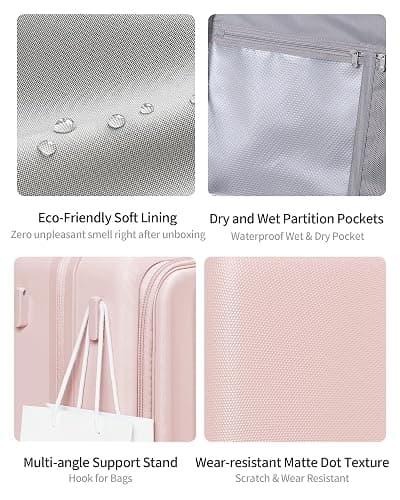 aji 24 Inch Checked Luggage Expandable Top Opening Trunk Luggage with Spinner Wheels, Lightwight Hardside Travel Suitcase for Women Men, Shell Pink thumbnail 7