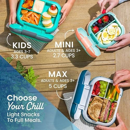 Bentgo Chill Kids Leakproof Lunch Box - 4-Compartment Bento Box with Built-In Ice Pack, 3.3 Cup Capacity, BPA-Free, Microwave & Dishwasher Safe Tray, Ages 3–7 (Truly Teal) thumbnail 7