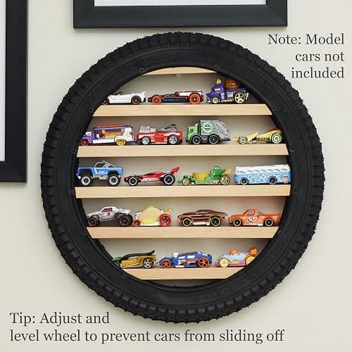 Tapeera Model Car Display Case Stand - Toy Cars Organizer Wall Display Tire Shelf Cabinet - Holds Up to 18 Diecast 1/64 Car Collectibles - Compatible with Hot Wheels Matchbox - Wheel Diameter 16 Inch thumbnail 8