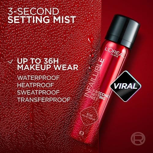 L'Oréal Paris Setting Spray, Infallible 3-Second Makeup Setting Spray Mist for Face, Up To 36 Hour Makeup Wear, Fixing Spray, Waterproof and Sweatproof, Transfer-proof and Non-sticky 75ml thumbnail 3