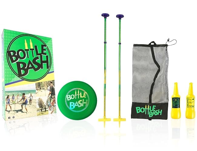 Bottle Bash Outdoor Flying Disc Game Set – Frisbee Toss Backyard and Beach Game for Family, Adult & Kids - Beersbee & Polish Horseshoes - Image 1