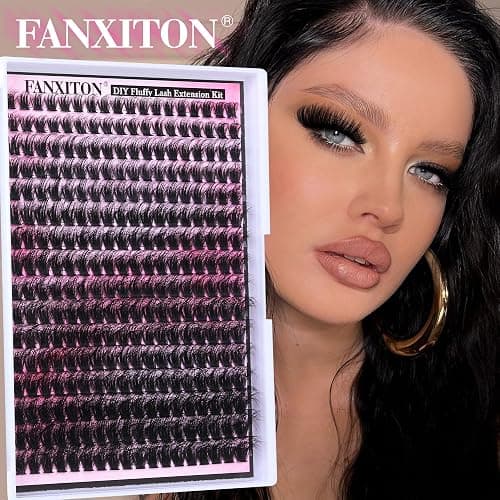 FANXITON DIY Lash Extension Kit Full Lash Clusters 288 pcs Thick Lash Clusters Kit D 10-18 mm Cluster Eyelash Extension Kit with Lash Bond and Seal Lash Tweezers Individual Lashes For Beginners thumbnail 6