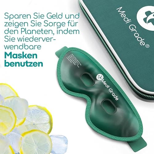 Migräne Kühlmaske Gesicht - Gel Augenmaske Kühlend Wiederverwendbar mit 2x Augen Kühlpads, 1 Lycra-Gewebe, Kühlende Aufbewahrungstasche - Entspannung zu Hause Augenkühlmaske mit Bänder thumbnail 9