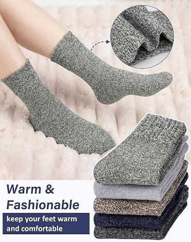Loritta Wool Socks for Women Warm Winter Socks Knit Crew Calf Hiking Boot Sock Stocking Stuffers Gifts thumbnail 6