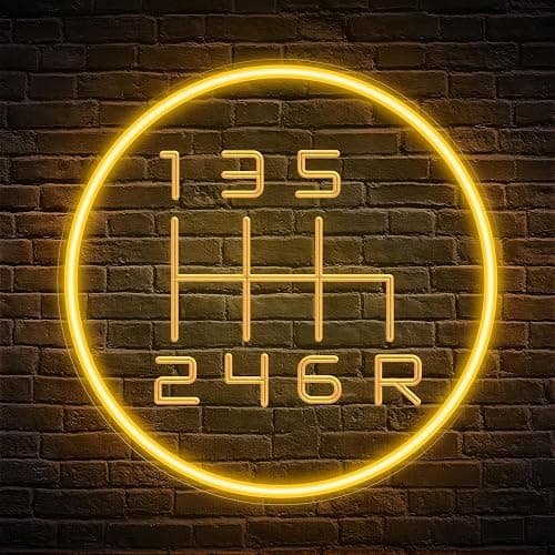 Kavaas Gear Shift Neon Sign, 3D Engraved Manual Transmission Lever Neon Sign for Garage Decor | LED Garage Signs for Car Room Decor, Auto Repair Workshop, Man Cave - Best Gifts for Dad, Car Enthusiast (GS2G) - Image 1