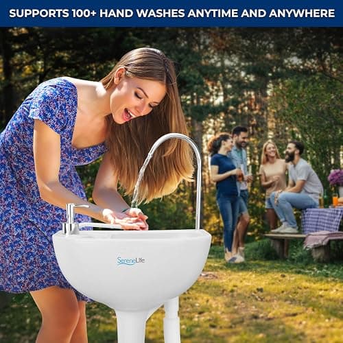 ??SereneLife Portable Hand Washing Station, 100+ Hand Washes, Hands-Free Foot Pump, Soap Dispenser, and Drain Hose, Ideal for Outdoor Events, Camping, Boating and Worksites thumbnail 2