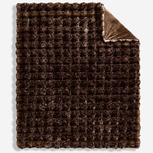 WDCOZY Cheetah Leopard Print Bubble Throw Blanket, Luxury Faux Rabbit Fur Mink Plush Throw for Couch, Sofa and Bed, Soft Fluffy Fuzzy Cozy Blanket for Women, 50x60 inches, Chocolate Brown, 950 GSM thumbnail 3