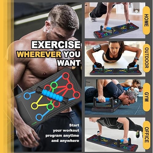 Solid Push Up Board 15 in 1 Home Workout Equipment Multi-Functional Pushup Stands System Fitness Floor Chest Muscle Exercise Professional Equipment Burn Fat Strength Training Arm Men & Women Weights thumbnail 2