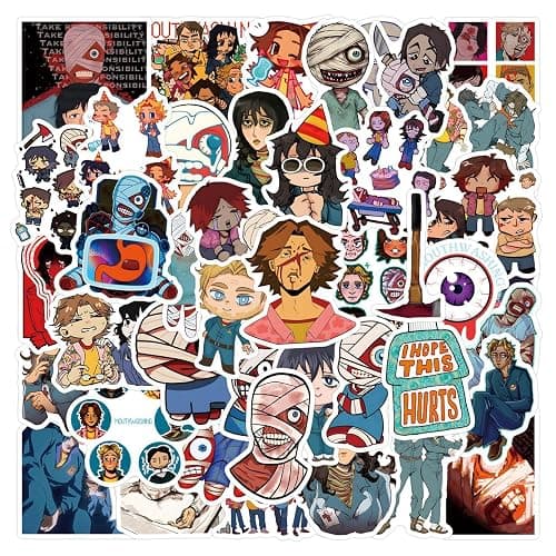 55pcs Mouthwash Stickers Cool Horror Cartoon Game Stickers for Adult Laptops,Funny Vinyl Waterproof Graffiti Decals for Teens Skateboard Water Bottle Bumper Computer Motorcycle - Image 1