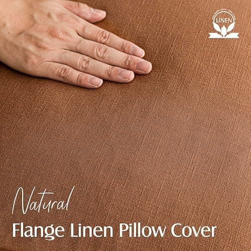 Foindtower Pack of 2, Decorative Linen Soild Throw Pillow Covers Soft Accent Cushion Case Boho Farmhouse Pillowcase for Chair Couch Sofa Bedroom Living Room Home Decor 20 x 20 Inch Orange Brown thumbnail 2