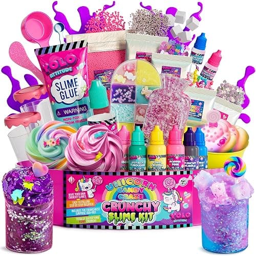 YOLO Unicorn Candy Craze Slime Kit – DIY Holiday Unicorn Slime Set for Girls with 40+ Add-Ins, Glitter & Cloud Slime Supplies, Xmas Gift for Kids 8–12 - Image 1
