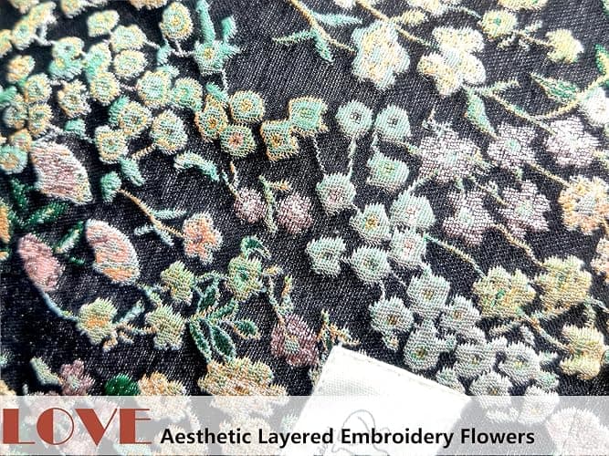 Travel Makeup Bag Accessory Zipper Pouch for Cosmetics, Purse Organizer, Embroidery Lucky Flowers Black thumbnail 4