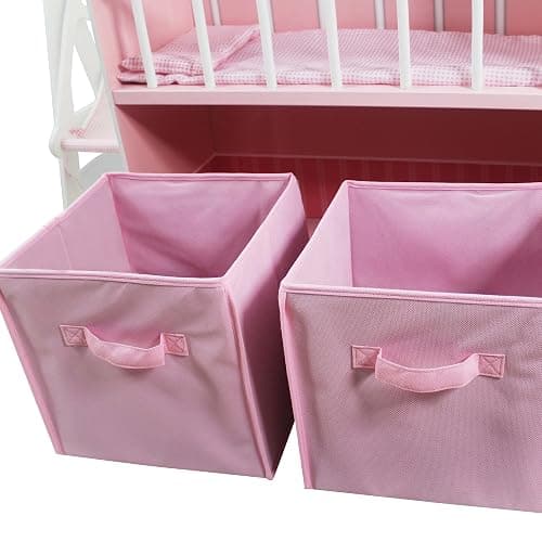 Olivia's Little World - All in One 16-18 inch Baby Doll Wooden Nursery Center - Double Sided Dollhouse for Baby Dolls with Swings - Multi- Functional Changing Station - Pink & Blue thumbnail 9