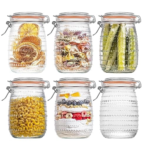 32 Oz Glass Mason Jars with Airtight Lids 6 Pack - Image 1