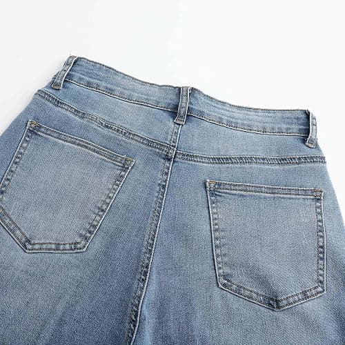 THUNDER STAR Womens High Waisted Wide Leg Jeans Stretchy Distressed Denim Pants thumbnail 9
