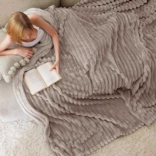 Bedsure Bedroom Decor Taupe Blanket Queen Size Bedding Gifts for Women Men, Soft Fluffy Fleece Cozy Fuzzy Plush Warm Queen Blanket for Bed, Spring Decor Brown Gifts for Her Him, 90x90 - Image 1