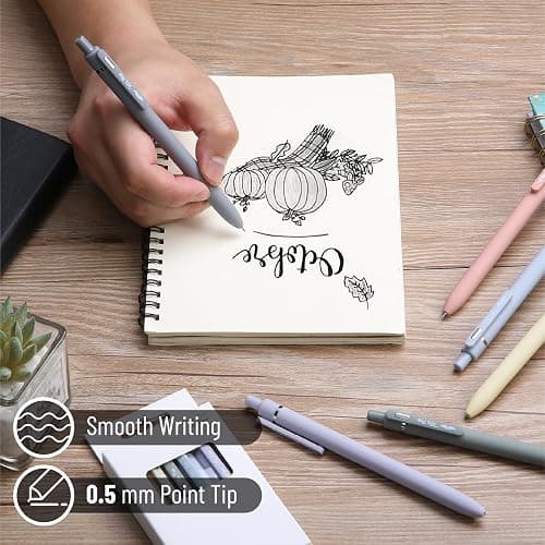 Mr. Pen- Retractable Gel Pens for Journaling, 6 Pack, 0.5 mm Black Ink, Morandi Barrels, Smooth Writing Aesthetic Pens for Women thumbnail 4