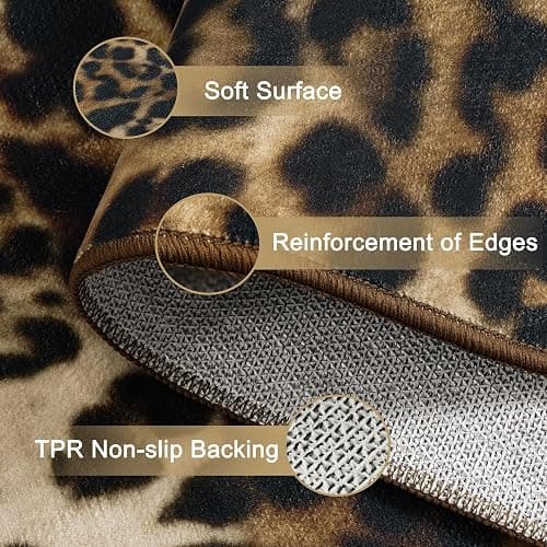 Foxmas Leopard Area Rugs for Living Room, 8x10 Feet Machine Washable Cheetah Print Rug, Non-Slip Indoor Floor Animal Rug, Carpet for Bedroom Dining Room Laundry Room Kitchen Home Office, Dark Brown thumbnail 8