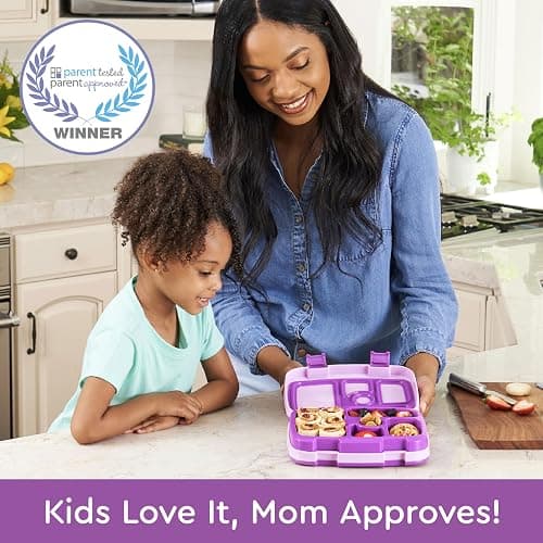 Bentgo Kids Bento-Style 5-Compartment Leak-Proof Lunch Box - Ideal Portion Sizes for Ages 3 to 7 - Durable, Drop-Proof, Dishwasher Safe, PFAS & BPA-Free & Made with Food-Safe Materials (Purple) thumbnail 3