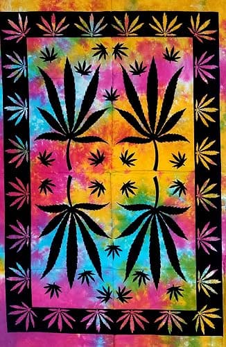 ICC Weed Tapestry Marijuana Wall Hanging leaf Poster Cannabis Hippie Decor Pot Flag Collage Dorm Trippy Bohemian Art psychedelic Small Hippie Rasta Ganja Cheap Tapestries - Image 1