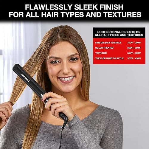 Remington 1" Flat Iron, Hair Straightener with Anti-Static Technology, Rapid 30-Second Heat-Up, 60-Minute Auto Shut-Off, 30% Longer Ceramic Floating Plates, and Titanium-Ceramic Coating thumbnail 6