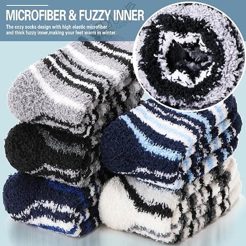 EBMORE Fuzzy Socks Warm Winter Slipper Fluffy Sleep Cozy Comfy Cabin Socks for Mens Womens thumbnail 5
