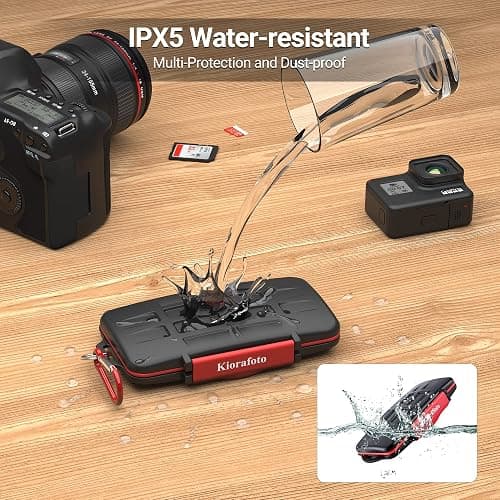 Kiorafoto Professional IPX5 Water-Resistant Anti-Shock Holder Storage SD SDHC SDXC TF MSD Memory Card Case Protector with Carabiner for 12 SD Cards & 12 Micro SD Cards thumbnail 3