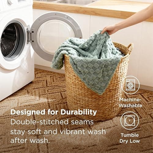 Bedsure GentleSoft Sage Green Throw Blanket for Couch - Checkered Fleece Blankets Christmas Gifts for Women Men Girls, Cute Soft Cozy Throw for Bedroom Home Decor Gifts, 50x60 Inches thumbnail 8