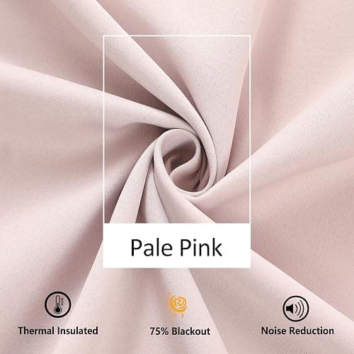 Treatmentex Pom-Pom Pink Half-Blackout Curtains 45'''' Short Window Curtain Set for Girls Baby Nursery Room Darkening Drapes 2 Panels Rod Pocket,Adult thumbnail 4