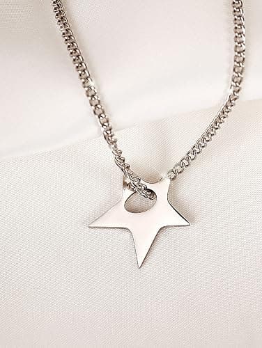 OJERRY Hippie Indie Silver Star Pendant Necklaces Grunge Aesthetic Y2K Necklace Chokers for Women thumbnail 6