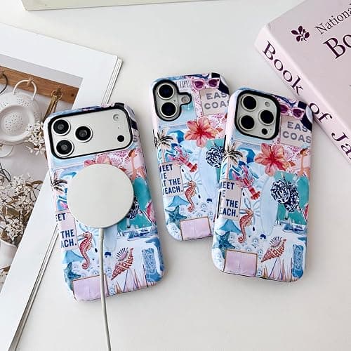 ZOEVEES Summer Phone Case for iPhone 15, Compatible with MagSafe, Aesthetic Beach Ocean Design for Women, Hybrid 2-Layer Hard Shell Magnetic Phone Cover thumbnail 2