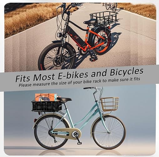 Bike Basket Rear, Large Bicycle Basket with Cargo Net, Liner and Waterproof Cover for Electirc Bike, Ebike and Bikes thumbnail 6