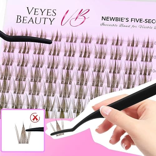 VEYESBEAUTY Brown Lashes Extension Kit Lash Clusters Colored Manga 8-16mm | Newbie's Five-Second DIY Individual Eyelashes Volume Cluster Lashes Mix Length Tray Cils Extension thumbnail 5