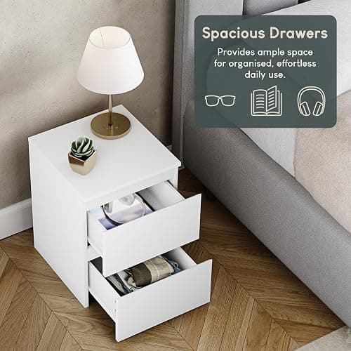 Vida Designs Denver Table de Chevet 2 tiroirs Blanc thumbnail 6