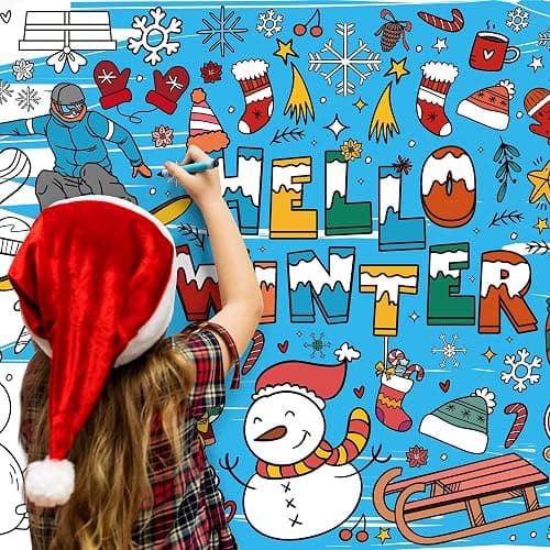 OHOME Winter Giant Coloring Poster/Tablecloth-Winter Decorations - 30 x 72 Inches Jumbo Coloring Banner Kids Crafts Gifts Activities Decor Party Decorations thumbnail 3