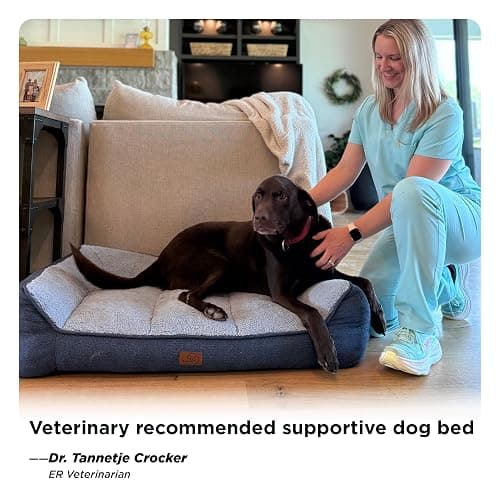 Bedsure SupportMax XL Orthopedic Dog Beds Large Sized Dog - Extra Thick Supportive Dogs Couch with Waterproof Washable Cover, Extra Large Comfort Pet Sofa with Soft Sherpa and Nonskid Bottom, Brown thumbnail 6