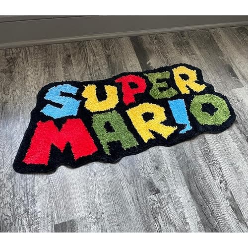 Luxape Mario Rug - Hypebeast Room Decor - Handmade & Premium- 35in (90cm) - Anime bathmat - Designer Rugs - Aesthetic Room Decor - Cute Room Decor Coquette bathmat Decor thumbnail 8